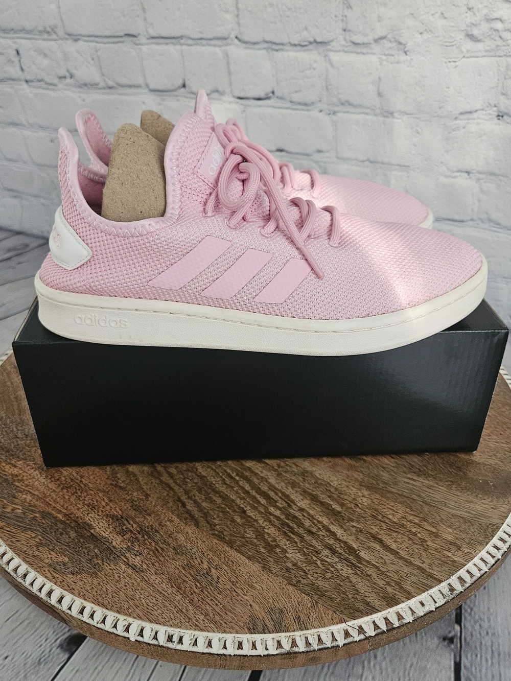 Adidas Pink Knit Court Slip-on Sneakers